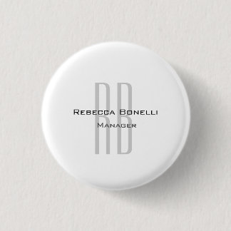 Badge Rond 2,50 Cm Unique Monogramme gris blanc moderne