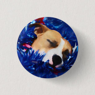 Badge Rond 2,50 Cm USA Patriotique Chien American Pit Bull Terrier
