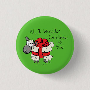 Badge Rond 2,50 Cm Vacances drôles Mouton mignon Noël Dessin animé