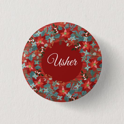 Badge Rond 2,50 Cm Vacances Floral Bénévole Usher (Devant)