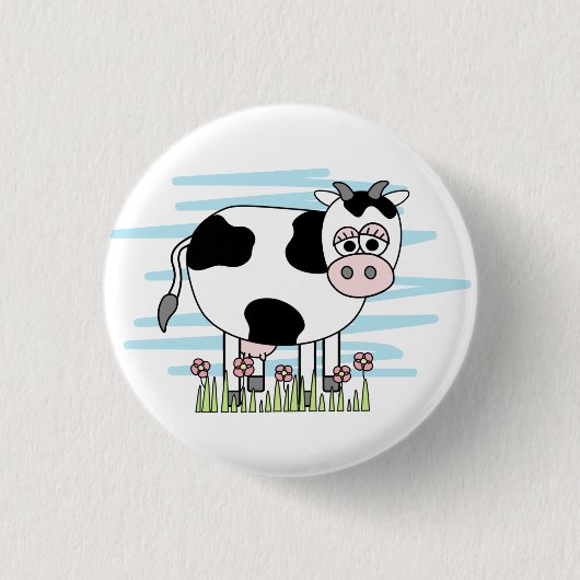 Badge Rond 2,50 Cm Vache charmante au dessin  (Devant)