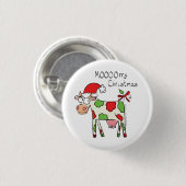 Badge Rond 2,50 Cm Vache Noël mignon Enfants (Devant & derrière)