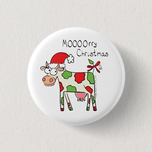 Badge Rond 2,50 Cm Vache Noël mignon Enfants (Devant)
