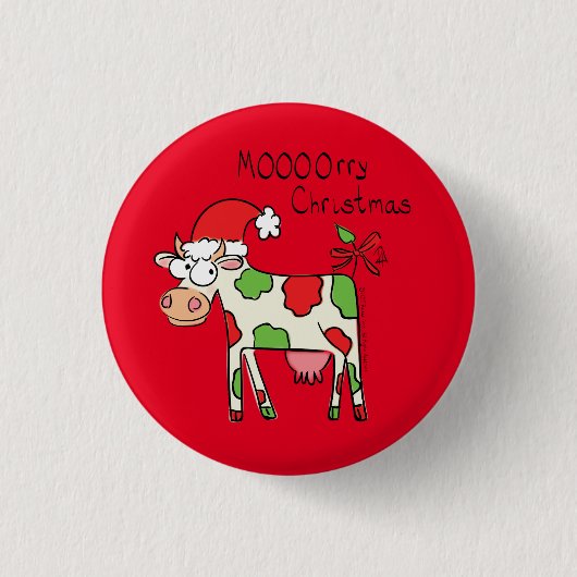 Badge Rond 2,50 Cm Vache Noël mignon Enfants (Devant)