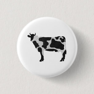 Badge Rond 2,50 Cm Vache Noir et Blanc Silhouette