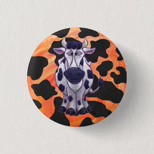 Badge Rond 2,50 Cm Vache Noir et Orange Wild Me (Devant)