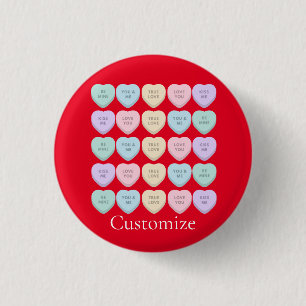 Badge Rond 2,50 Cm Valentine Candy Hearts Thunder_Cove