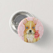 Badge Rond 2,50 Cm Valentine Frenchie rose (Devant & derrière)