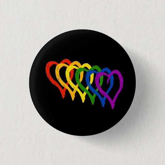 Badge Rond 2,50 Cm Valentine Gay pride Rainbow Layered Hearts (Devant)