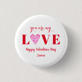 Badge Rond 2,50 Cm Valentine Red Love Script Coeur (Devant)