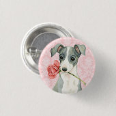 Badge Rond 2,50 Cm Valentine Rose italien Greyhound (Devant & derrière)