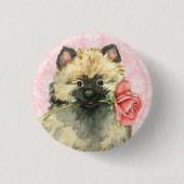 Badge Rond 2,50 Cm Valentine Rose Keeshond (Devant)
