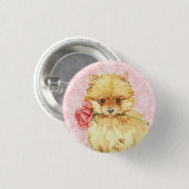 Badge Rond 2,50 Cm Valentine Rose Pomeranian (Devant & derrière)