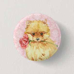 Badge Rond 2,50 Cm Valentine Rose Pomeranian