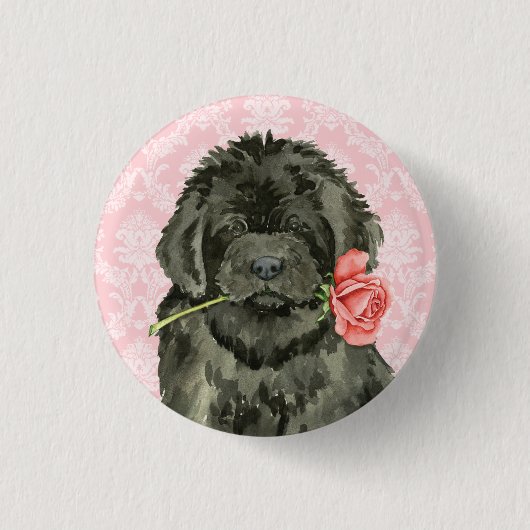 Badge Rond 2,50 Cm Valentine Rose Terre-Neuve (Devant)