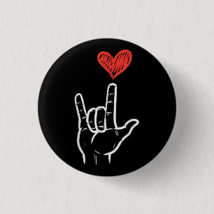 Badge Rond 2,50 Cm Valentines Jour I Love You Main Sign ASL Heart Wom
