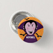 Badge Rond 2,50 Cm Vampire Dracula Bats Enfants Joli Halloween (Devant & derrière)