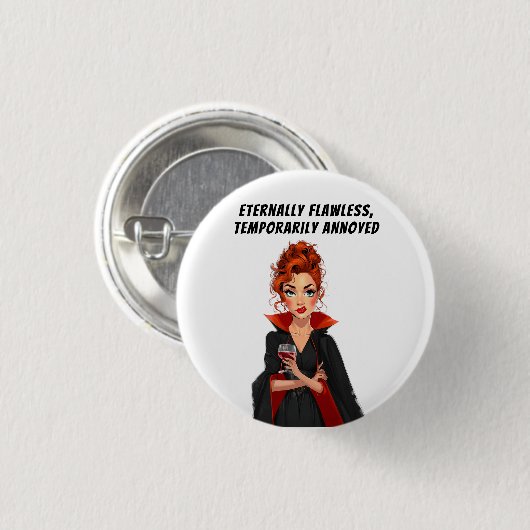 Badge Rond 2,50 Cm Vampire éternel sans faute Ms Sass (Devant & derrière)