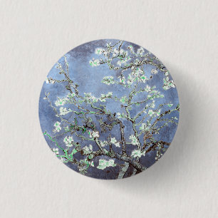 Badge Rond 2,50 Cm Van Gogh Almond Blossoms en acier bleu