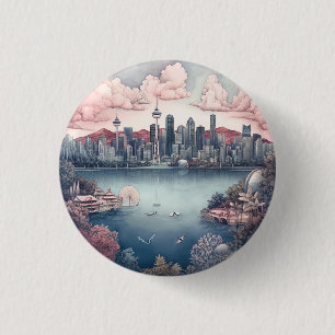 Badge Rond 2,50 Cm Vancouver City Canada Peinture de voyage