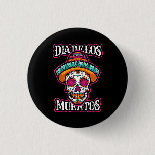 Badge Rond 2,50 Cm Vector dia de los muertos, jour du crâne mort,