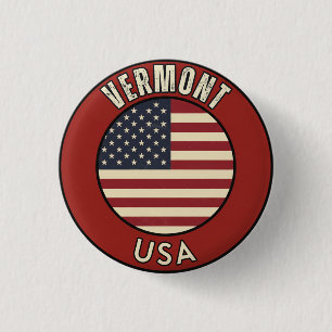 Badge Rond 2,50 Cm Vermont États-Unis d'Amérique