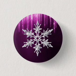 Badge Rond 2,50 Cm Verre d'hiver Noël Flocon de neige
