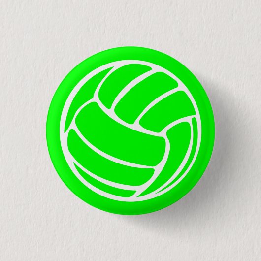 Badge Rond 2,50 Cm Vert de bouton de silhouette de volleyball (Devant)