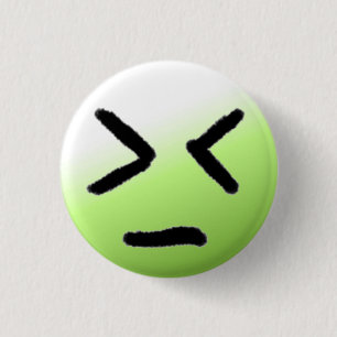 Badge Rond 2,50 Cm Vert fâché d'émoticône