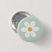 Badge Rond 2,50 Cm Vert marguerite rétro boho (Devant & derrière)