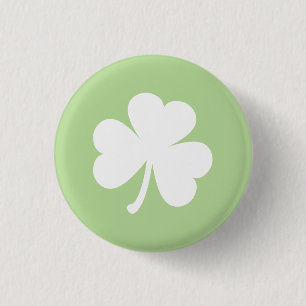 Badge Rond 2,50 Cm Vert pâle avec Shamrock irlandais
