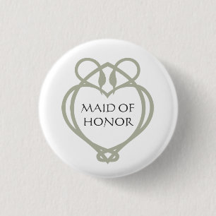 Badge Rond 2,50 Cm Vert sauge Irlandaise Celtique Cygne Demoiselle d'