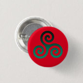 Badge Rond 2,50 Cm Vert Triskele Vivid Rouge (Devant & derrière)