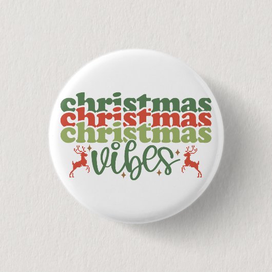 Badge Rond 2,50 Cm Vibes de Noël Retro Vacances de Noël Super (Devant)