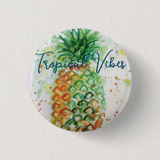 Badge Rond 2,50 Cm Vibes tropicales de la plage de fruits d'ananas ja (Devant)