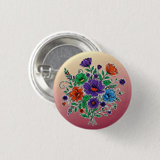 Badge Rond 2,50 Cm Vibrant Floral Bouquet Illustration