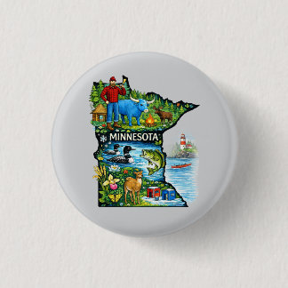 Badge Rond 2,50 Cm Vibrant Minnesota State Map-Paul Bunyan/Northwoods