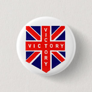 Badge Rond 2,50 Cm Victoire d'Union Jack de 2ÈME GUERRE MONDIALE