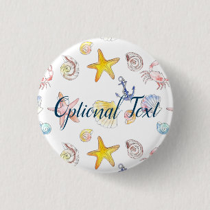 Badge Rond 2,50 Cm Vie marine et Ancres