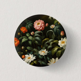 Badge Rond 2,50 Cm Vieille botanique florale Jardin Nature morte