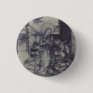 Badge Rond 2,50 Cm Vieille crèche og Jésus Christ