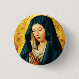 Badge Rond 2,50 Cm Vierge Marie Hodegetria Icône Byzantine Catholique