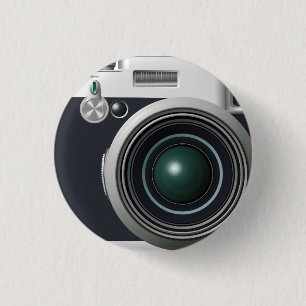 Badge Rond 2,50 Cm Vieux appareil photo noir