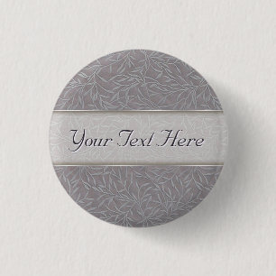 Badge Rond 2,50 Cm Vignes Lavender Grey Embossées Leaf