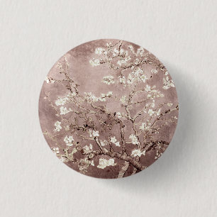 Badge Rond 2,50 Cm Vincent Van Gogh Almond Blossoms Taupe Beige