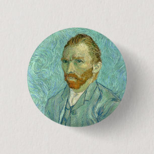 Badge Rond 2,50 Cm Vincent Van Gogh Autoportrait Arrière - plan bleu