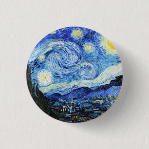Badge Rond 2,50 Cm Vincent Van Gogh, La Nuit étoilée peinture