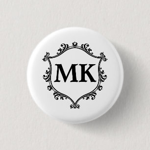 Badge Rond 2,50 Cm Vintage bouclier royal nom personnalisé monogramme