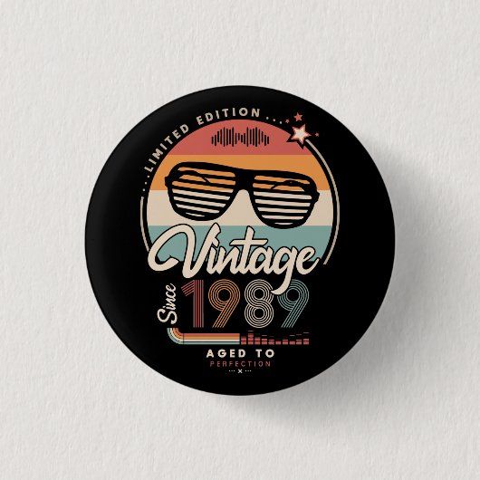 Badge Rond 2,50 Cm Vintage depuis 1989 (Devant)