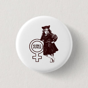 Badge Rond 2,50 Cm Vintage Girl Power